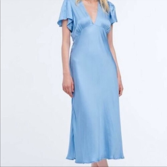 CAPULET blue Hermosa Bias Cut Midi Dress L - Picture 2 of 10